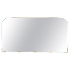 Gold-Plated Rectangular Wall Mirror with Rounded Corners in Italian Design 1950