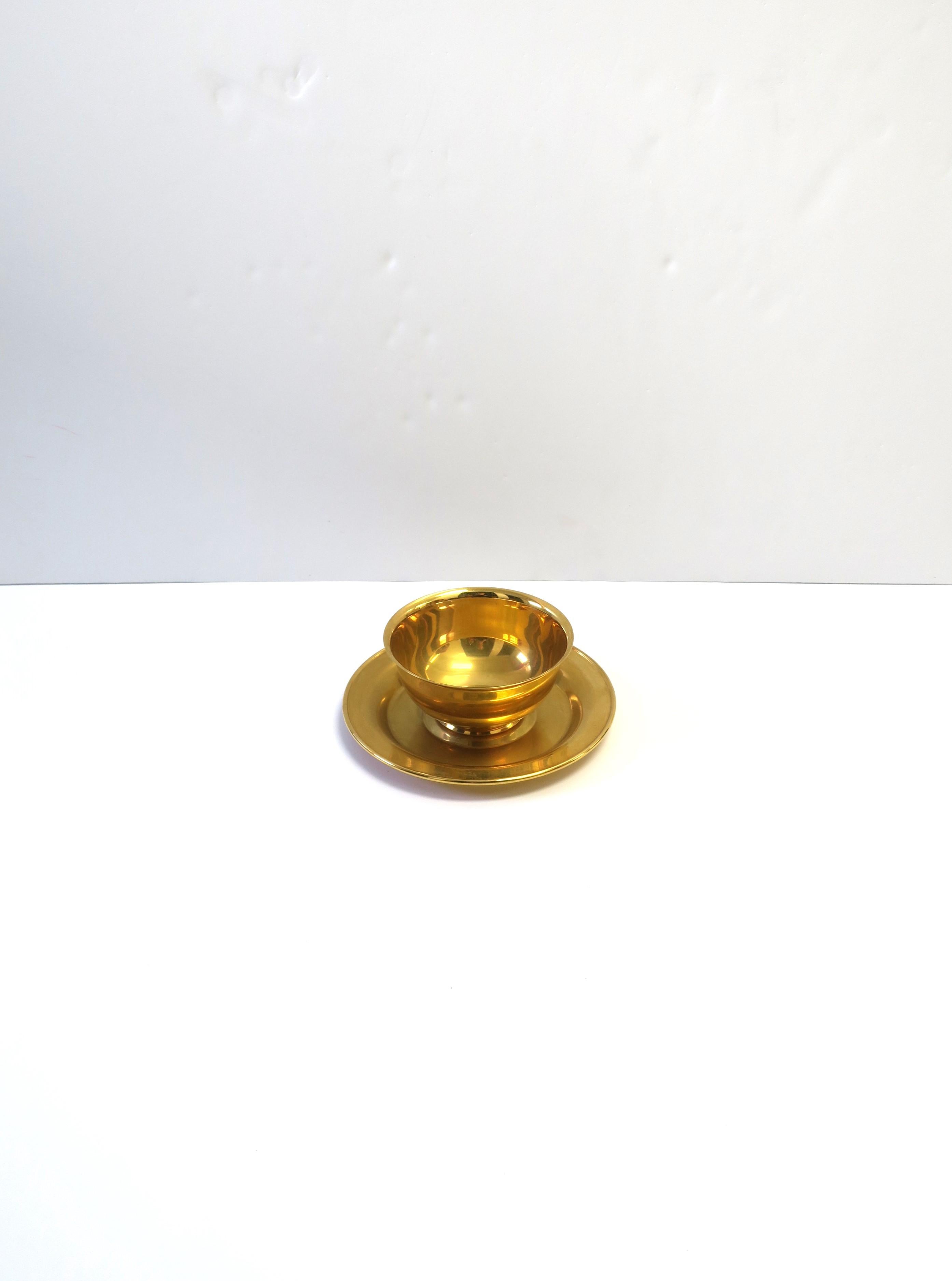 Gold Plated Revere Serving Bowl and Underplate Saucer For Sale 2