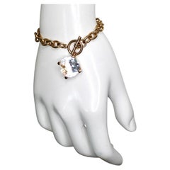 Gold Plated Rhinestone Toggle Chain Vintage Bracelet