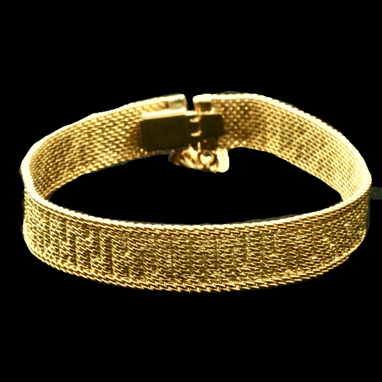 Gold Plated Ridged Mesh Link Bracelet circa 1980s For Sale 1