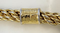 Gold Plated Rope Twist Bangle Bracelet with Givenchy Double G Logo Circa 1980s