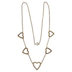 Gold Plated Rope Twist Hearts Necklace circa 1940s