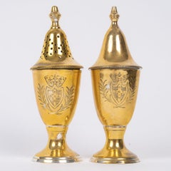 Gold-Plated Salt and Pepper Shakers, Napoleon III Style, Early 20th Century.