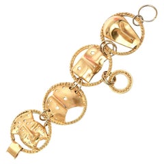 Gold Plated Signed Yo Hai Mask Charm Bracelet