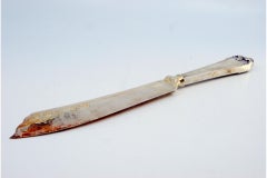 Gold-plated silver cheese knife with engraving