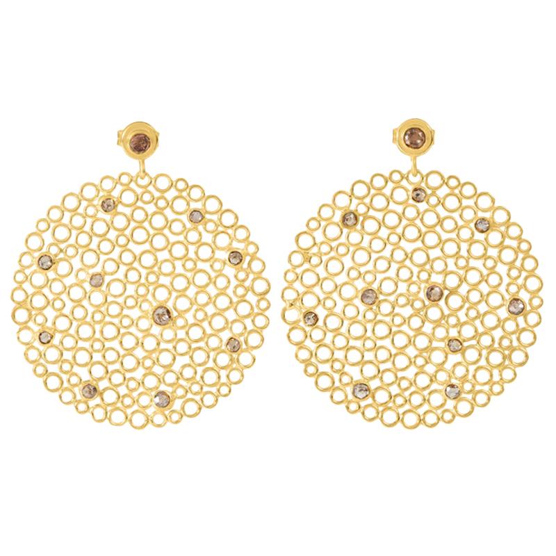 Silver and Gold 6 Carat Diamond Earrings at 1stDibs