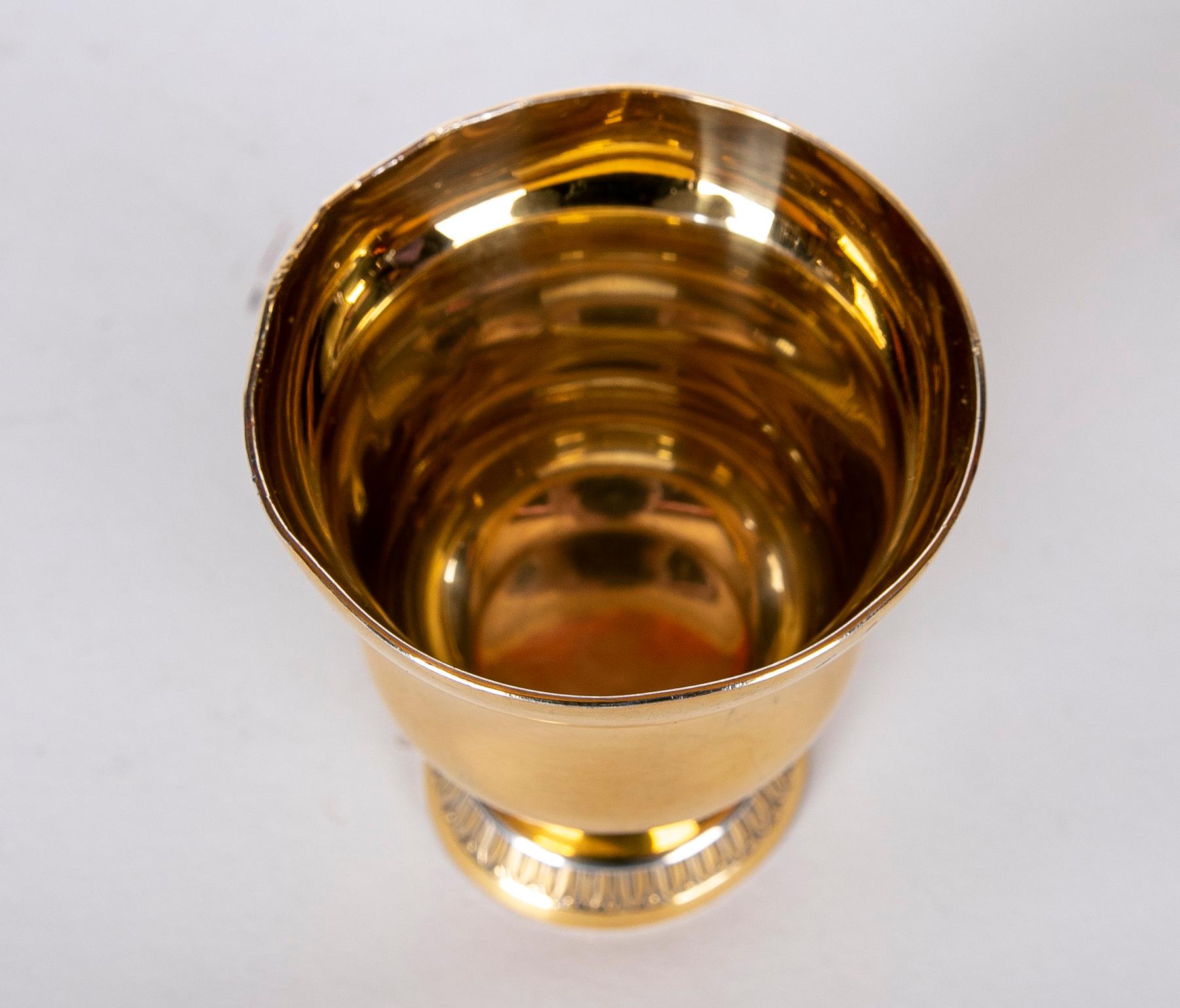 Gold-Plated Silver Cup with Border Decoration and Original Seal For Sale 7