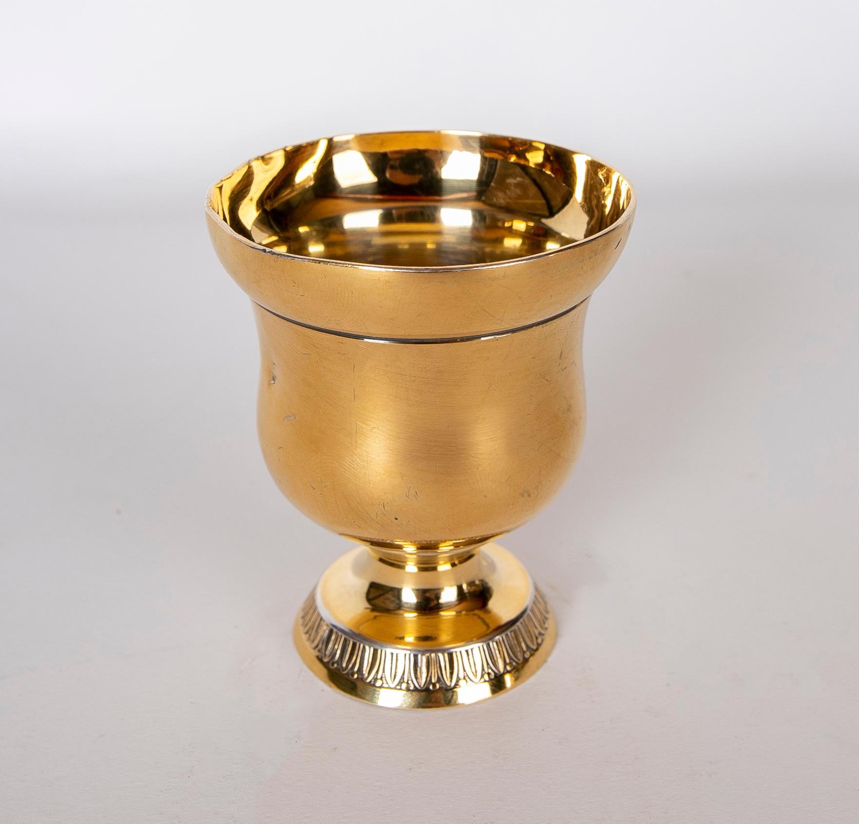 Spanish Gold-Plated Silver Cup with Border Decoration and Original Seal For Sale
