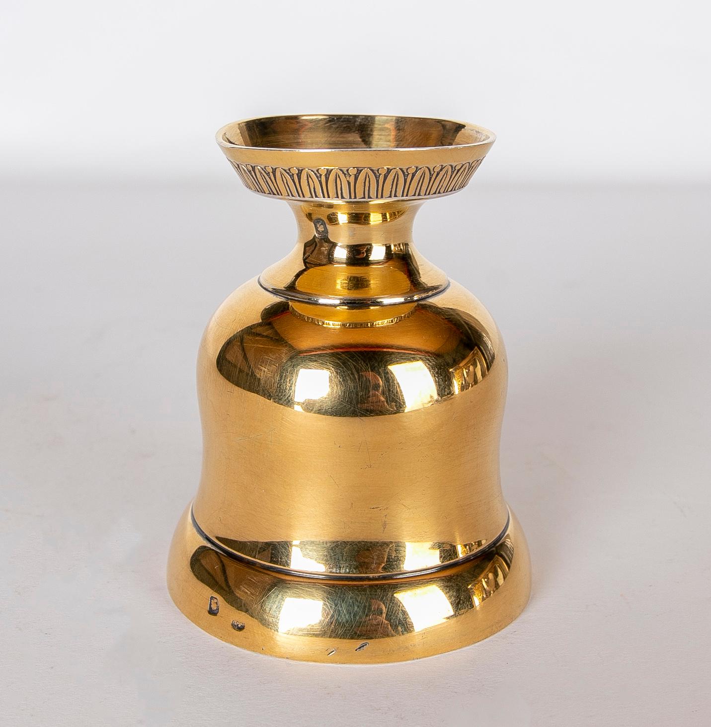 Gold-Plated Silver Cup with Border Decoration and Original Seal For Sale 4