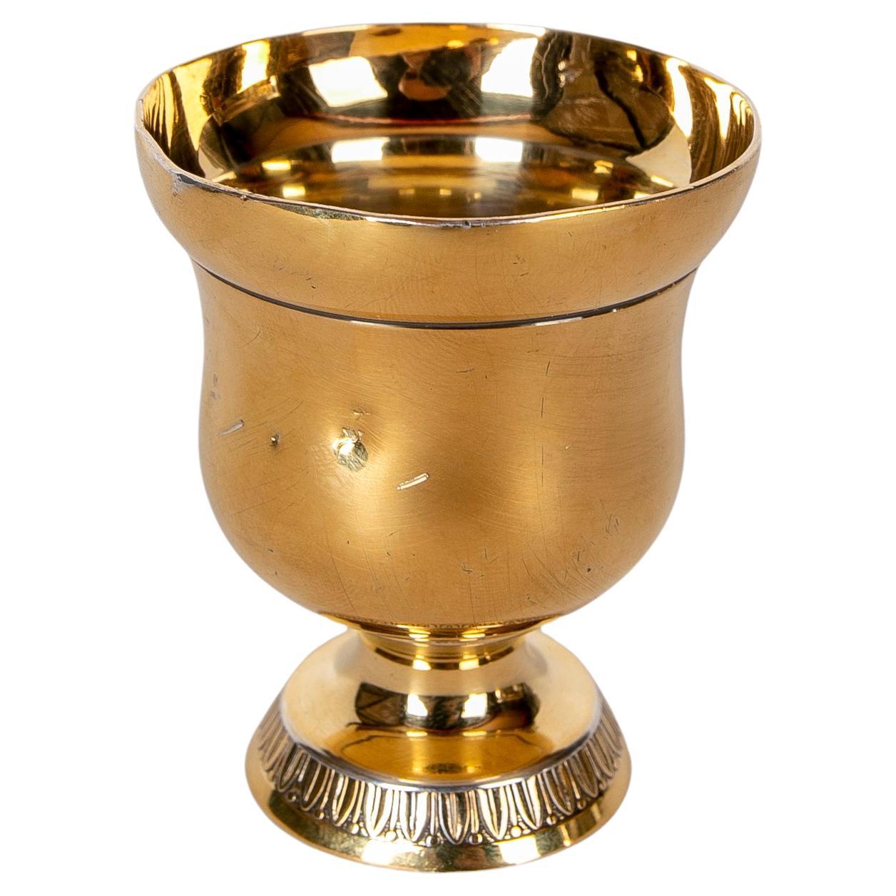 Gold-Plated Silver Cup with Border Decoration and Original Seal For Sale