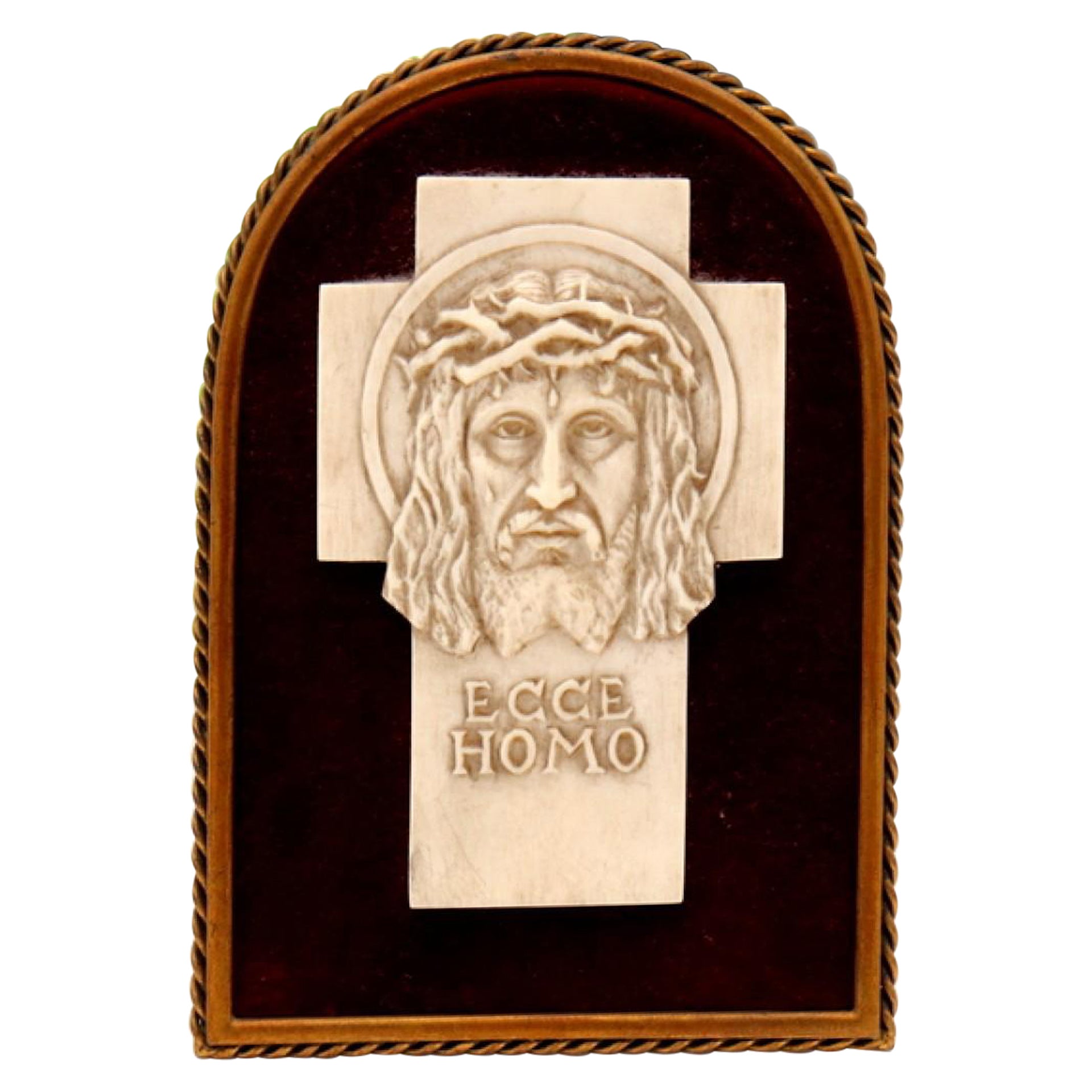 Gold-plated silver frame with image of Christ For Sale