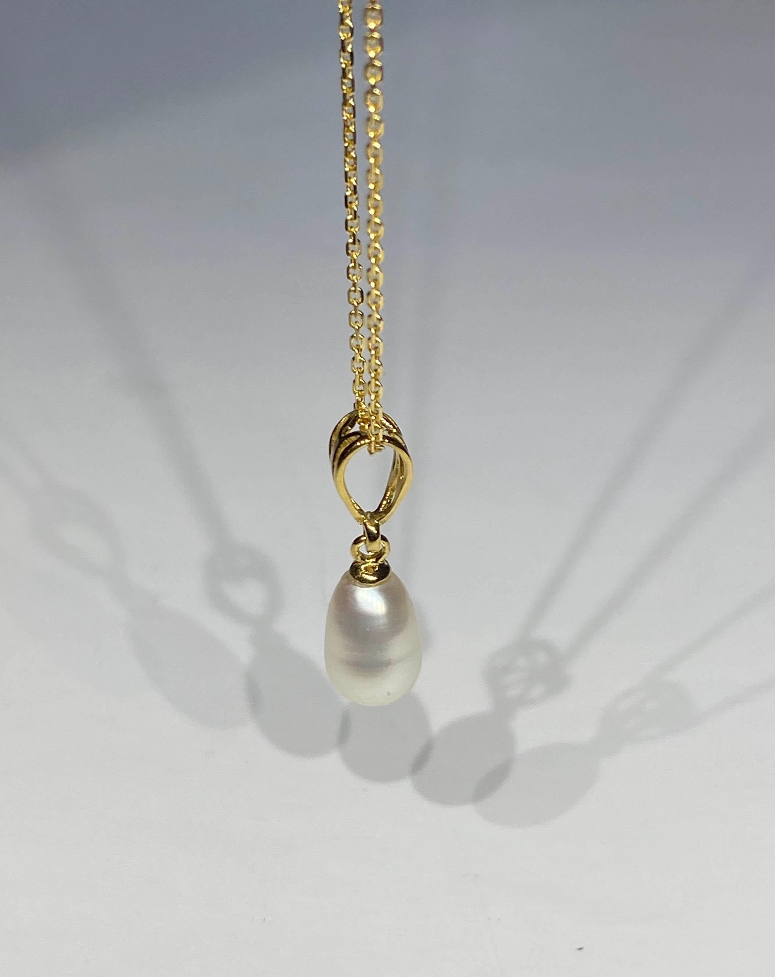 Contemporary A Gold Plated Silver Pendant with a Freshwater Dangle Pearl For Sale