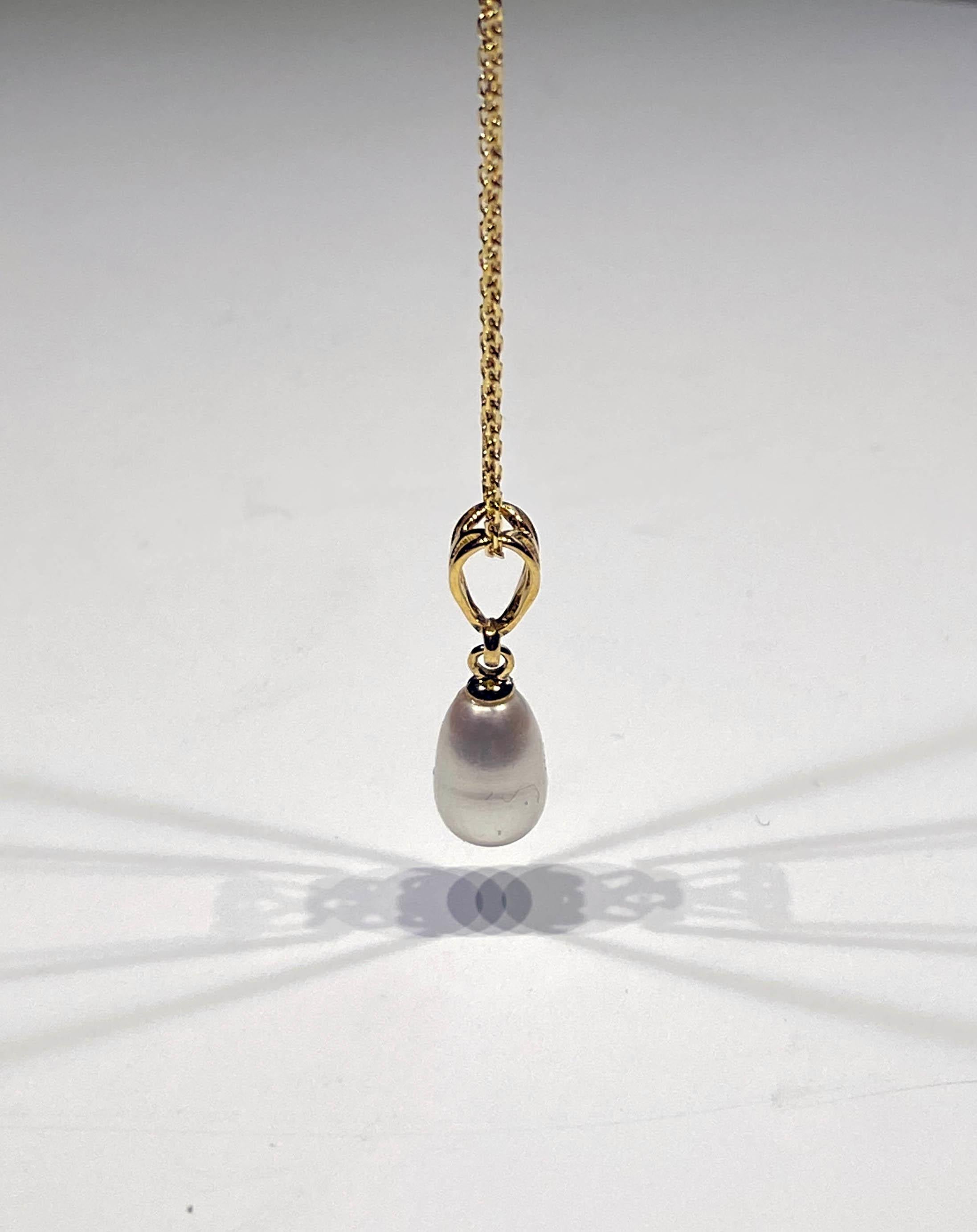 Uncut A Gold Plated Silver Pendant with a Freshwater Dangle Pearl For Sale