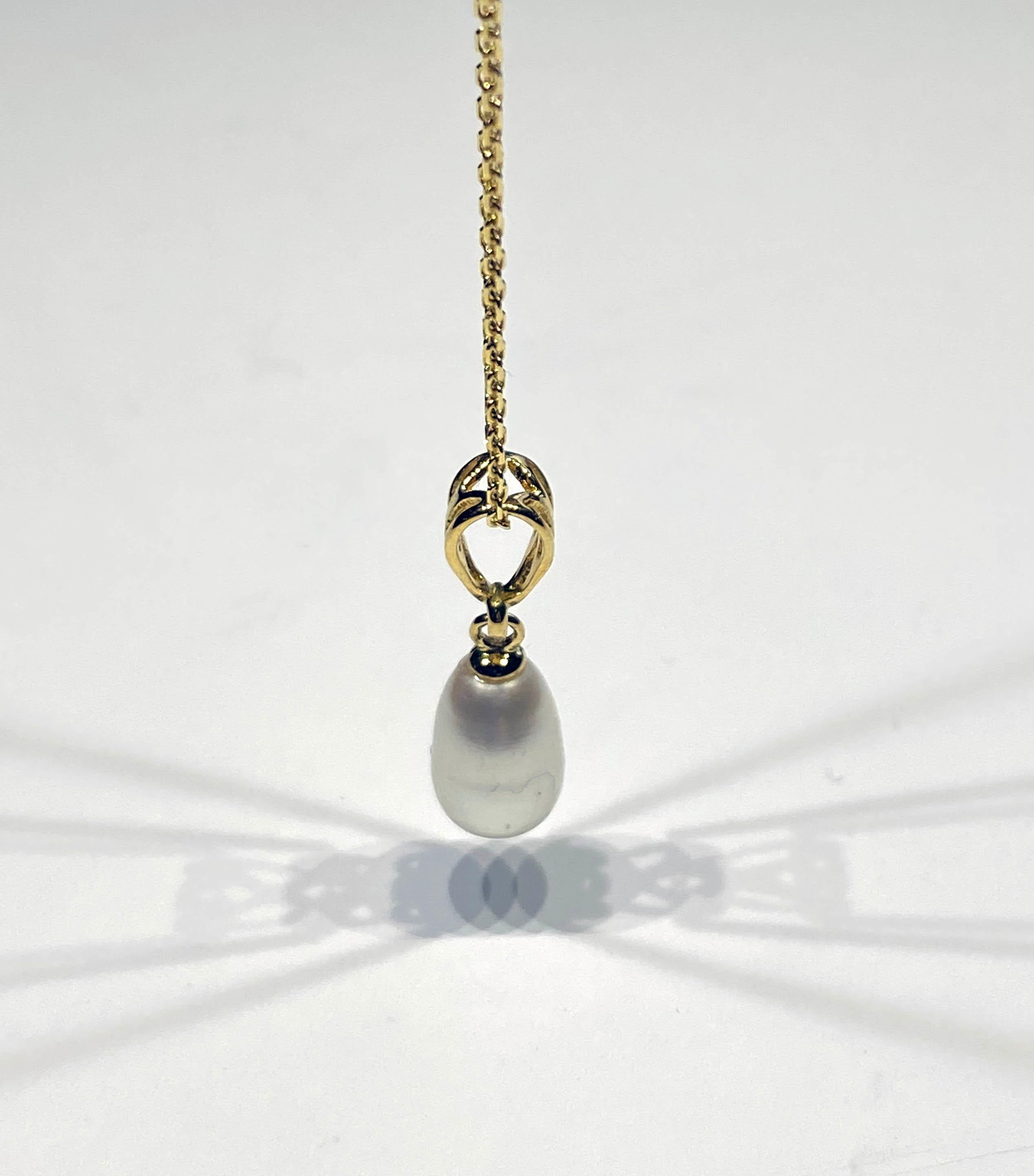 A Gold Plated Silver Pendant with a Freshwater Dangle Pearl In New Condition For Sale In Coupeville, WA