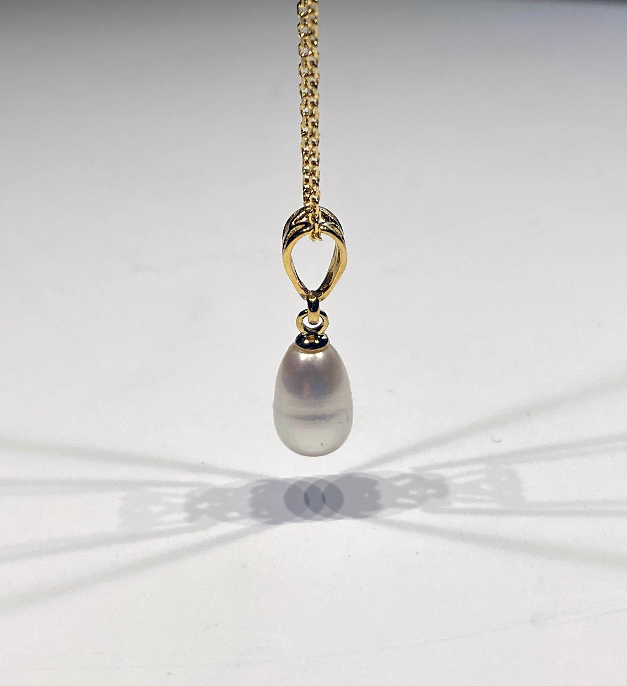 Women's A Gold Plated Silver Pendant with a Freshwater Dangle Pearl For Sale