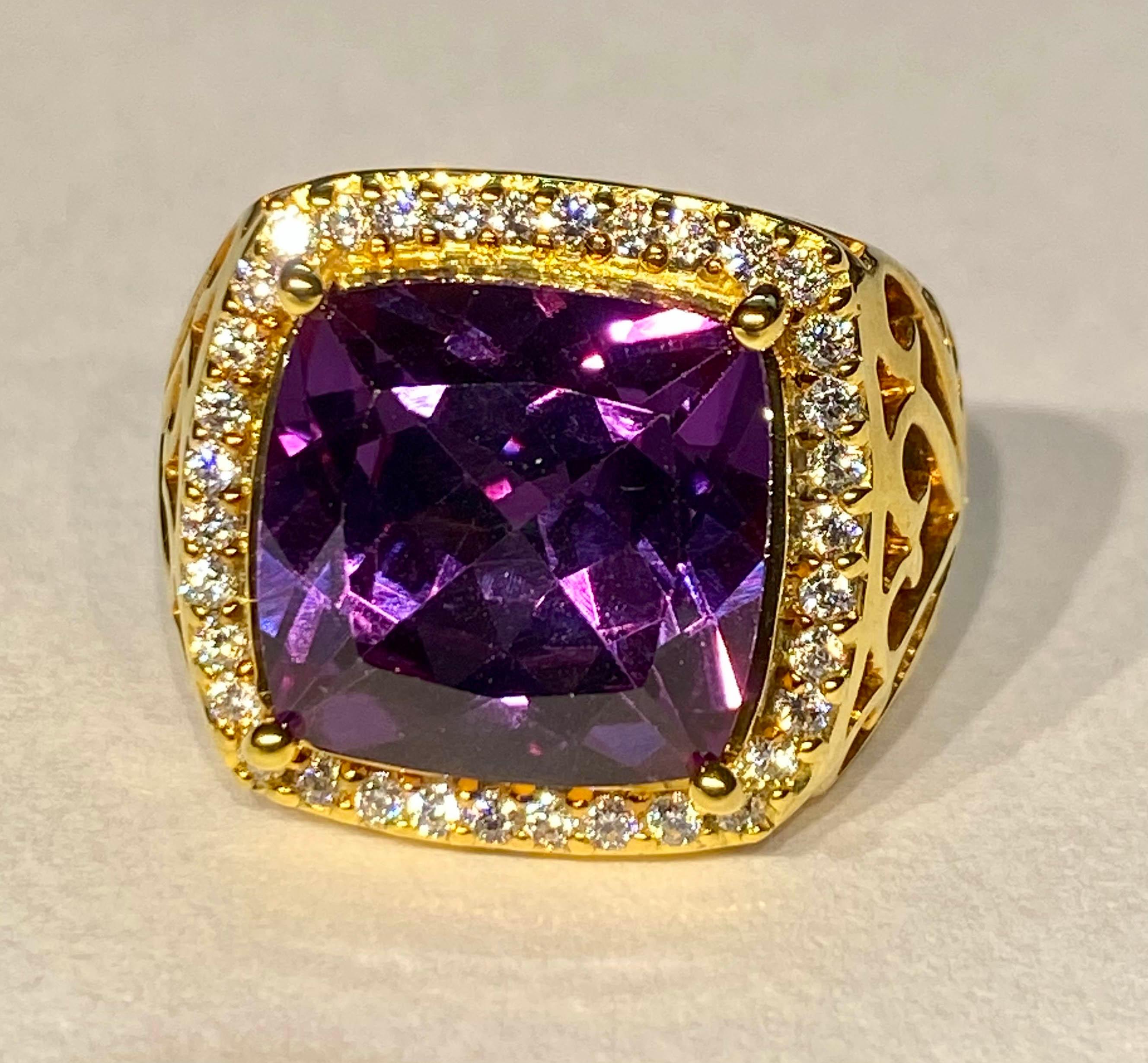 Gold Plated Silver Ring Set with Cultured Color Change and White