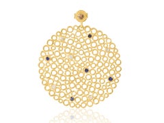 Gold-Plated Silver Sapphire, Diamond Earrings