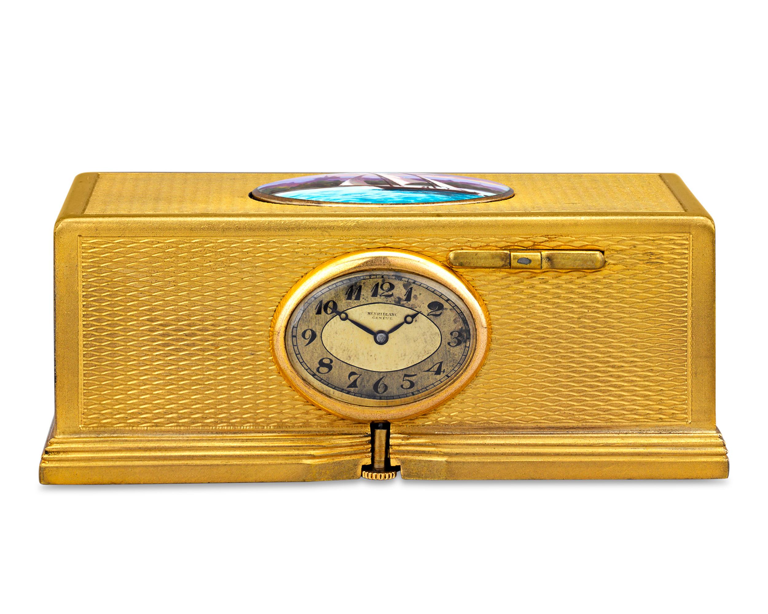 Swiss Gold-Plated Singing Bird Box and Clock