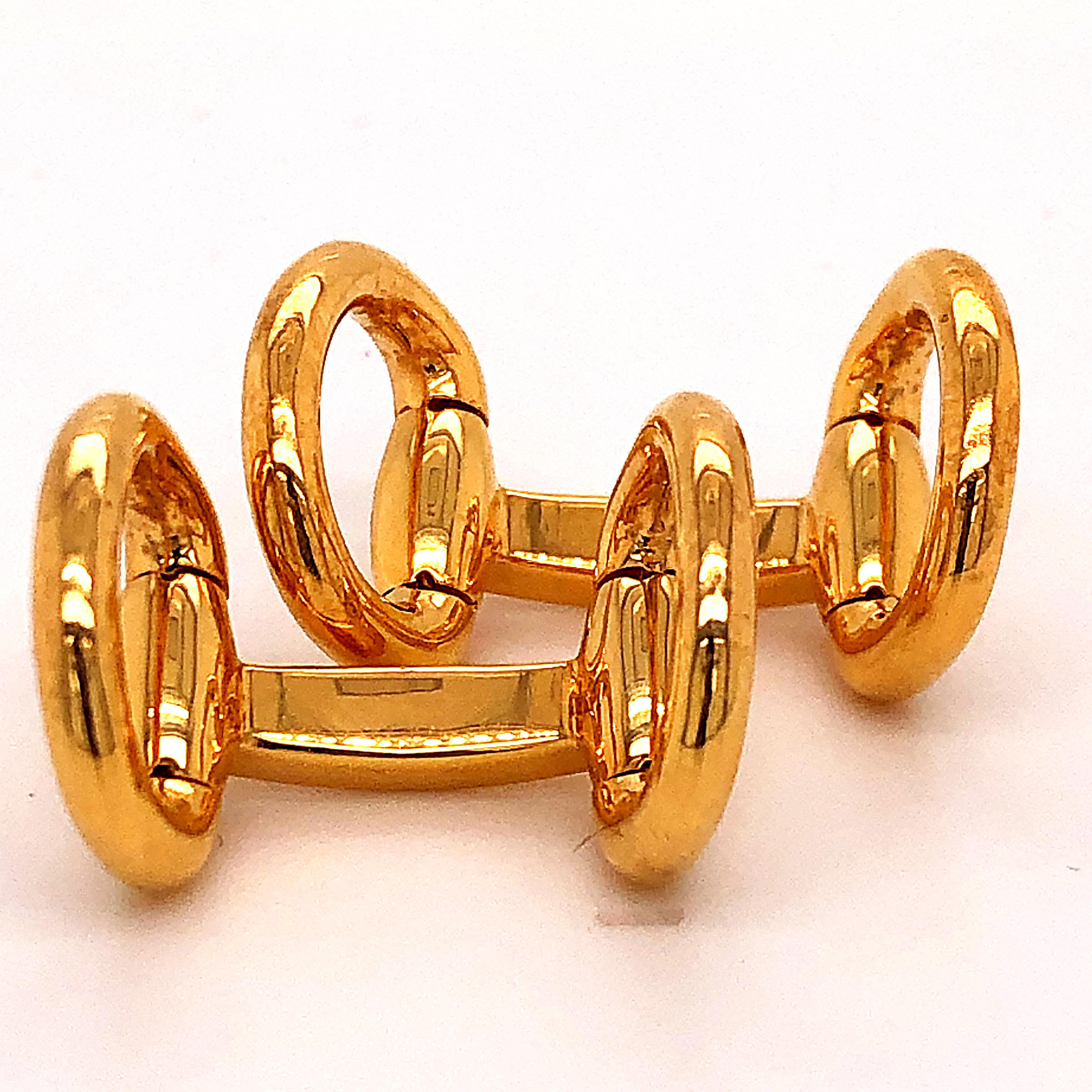 Berca Gold-Plated Solid Sterling Silver Stirrup Shaped Cufflinks 7