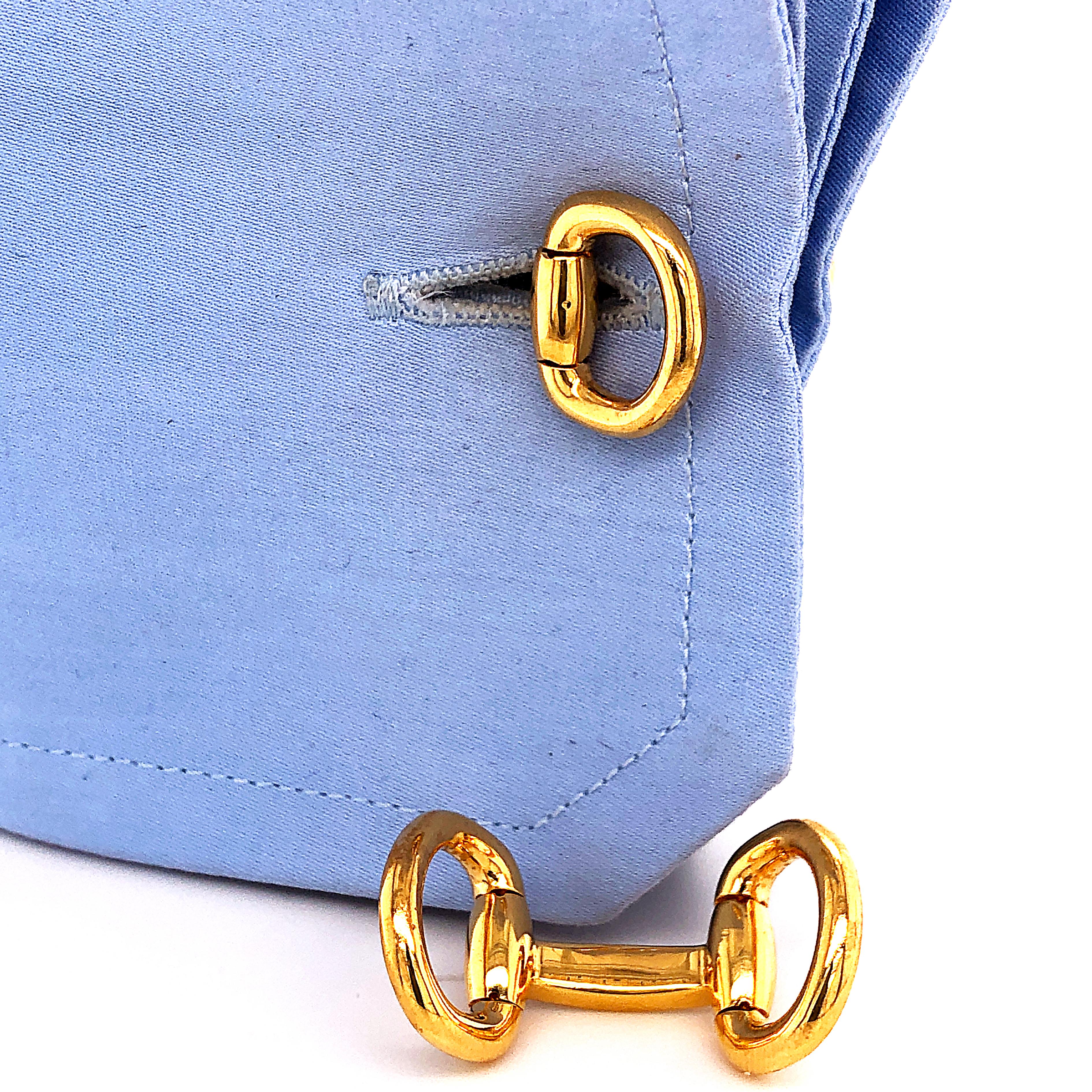 Contemporary Berca Gold-Plated Solid Sterling Silver Stirrup Shaped Cufflinks