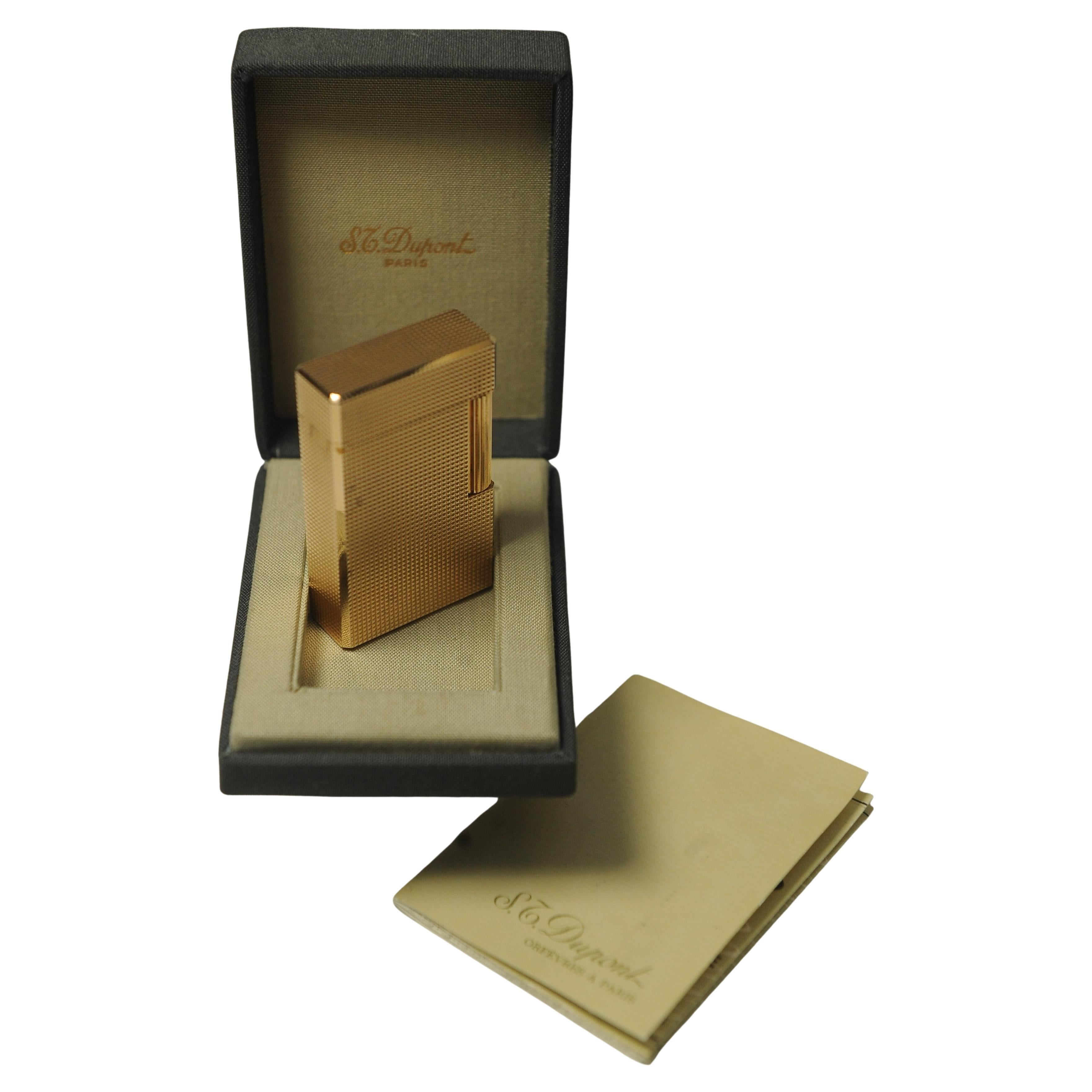 Gold Plated S.T. Dupont Ligne 1  Lighter With DuPont Box Art Decó en venta