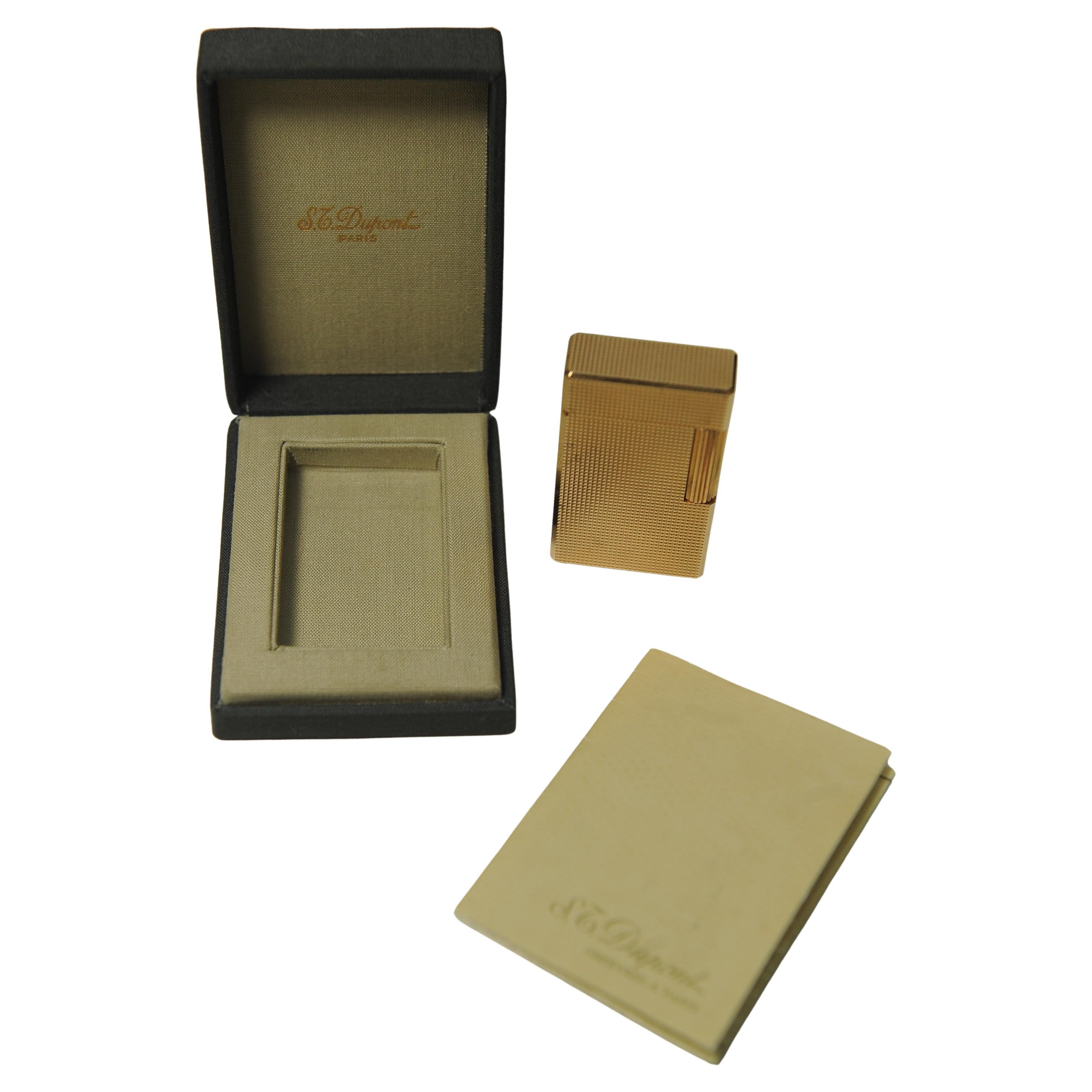 Gold Plated S.T. Dupont Ligne 1  Lighter With DuPont Box en venta 1