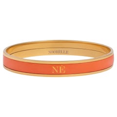 Monochrome Bangle Orange Gold Plated Stainless Steel Hand Painted Fire Enamel