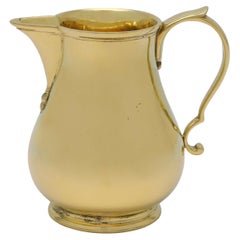 Vergoldeter Krug oder Milchkrug aus Sterlingsilber in Creme – Spargelschnabelstil – 1938