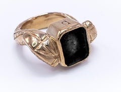 Gold-Plated Sterling Silver Double Snake Head Ring with Black Onyx
