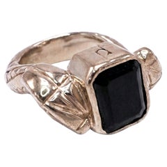 Snake Ring Onyx Double Head Gold Plated Streling Silver J Dauphin