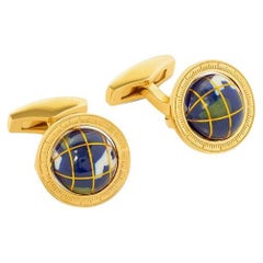 Gold Plated Sterling Silver Globe Mosaic Cufflinks