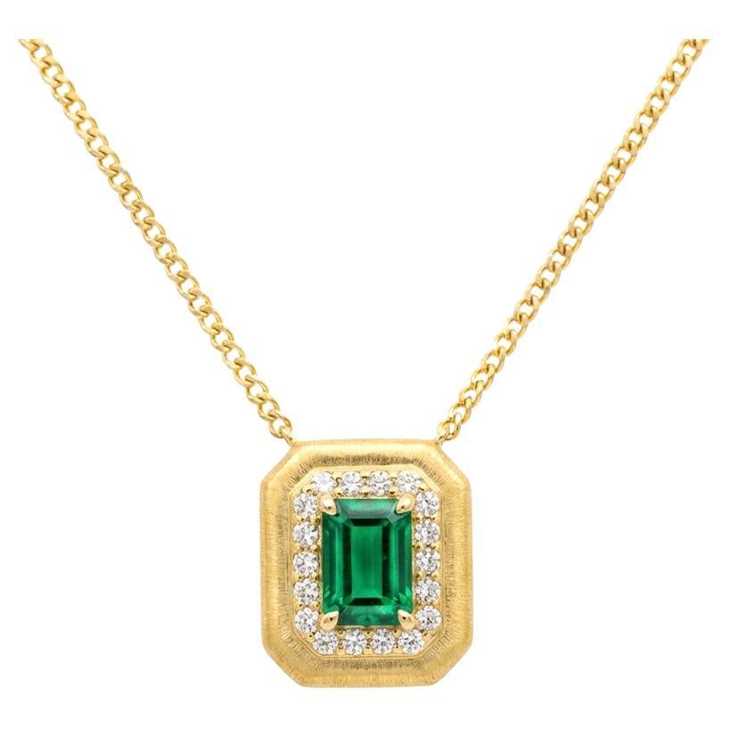 Gold Plated Sterling Silver Emerald Pendant Necklace