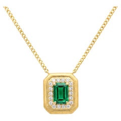 Gold Plated Sterling Silver Emerald Pendant Necklace