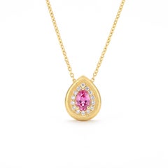 Gold Plated Sterling Silver Lab Grown Pink Sapphire Pendant Necklace