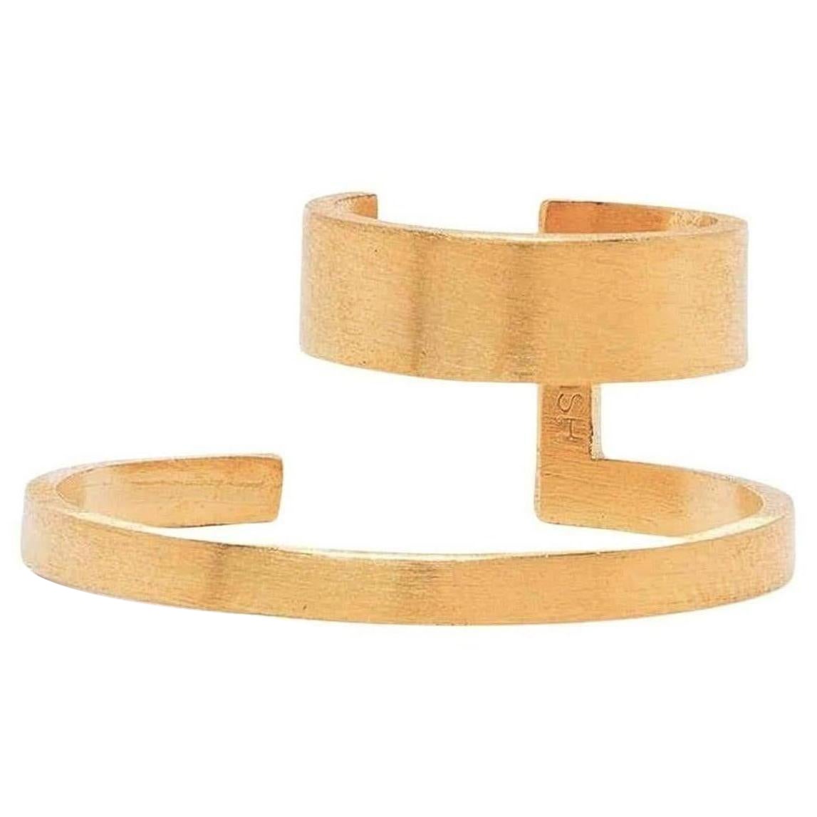 Gold-plated Sterling Silver Open Lines wide Ear cuff Earring
