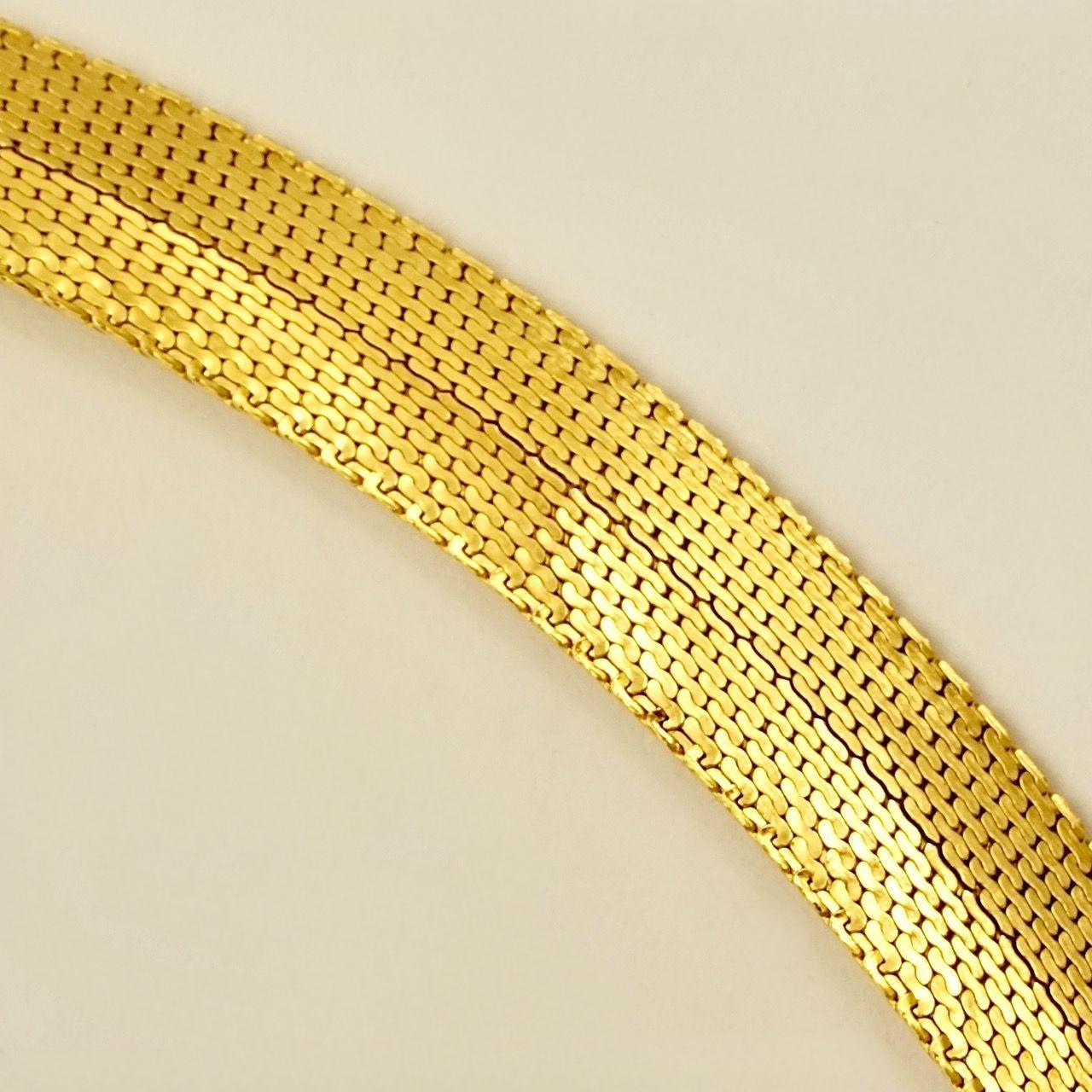 Women's or Men's Gold Plated Swirl Design Egyptian Revival Mesh Collar Necklace circa 1980s For Sale