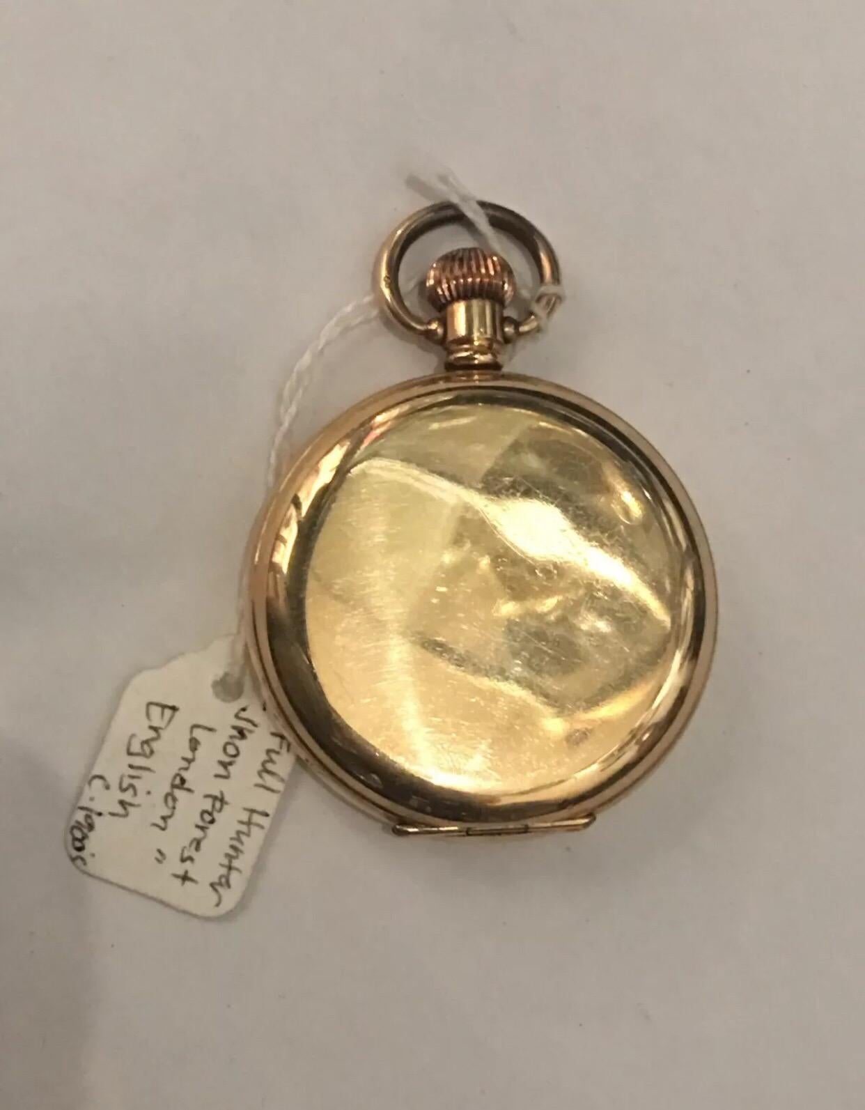Antique Gold-Plated Full Hunter Pocket Watch signed John Forest, London  In Good Condition In Carlisle, GB