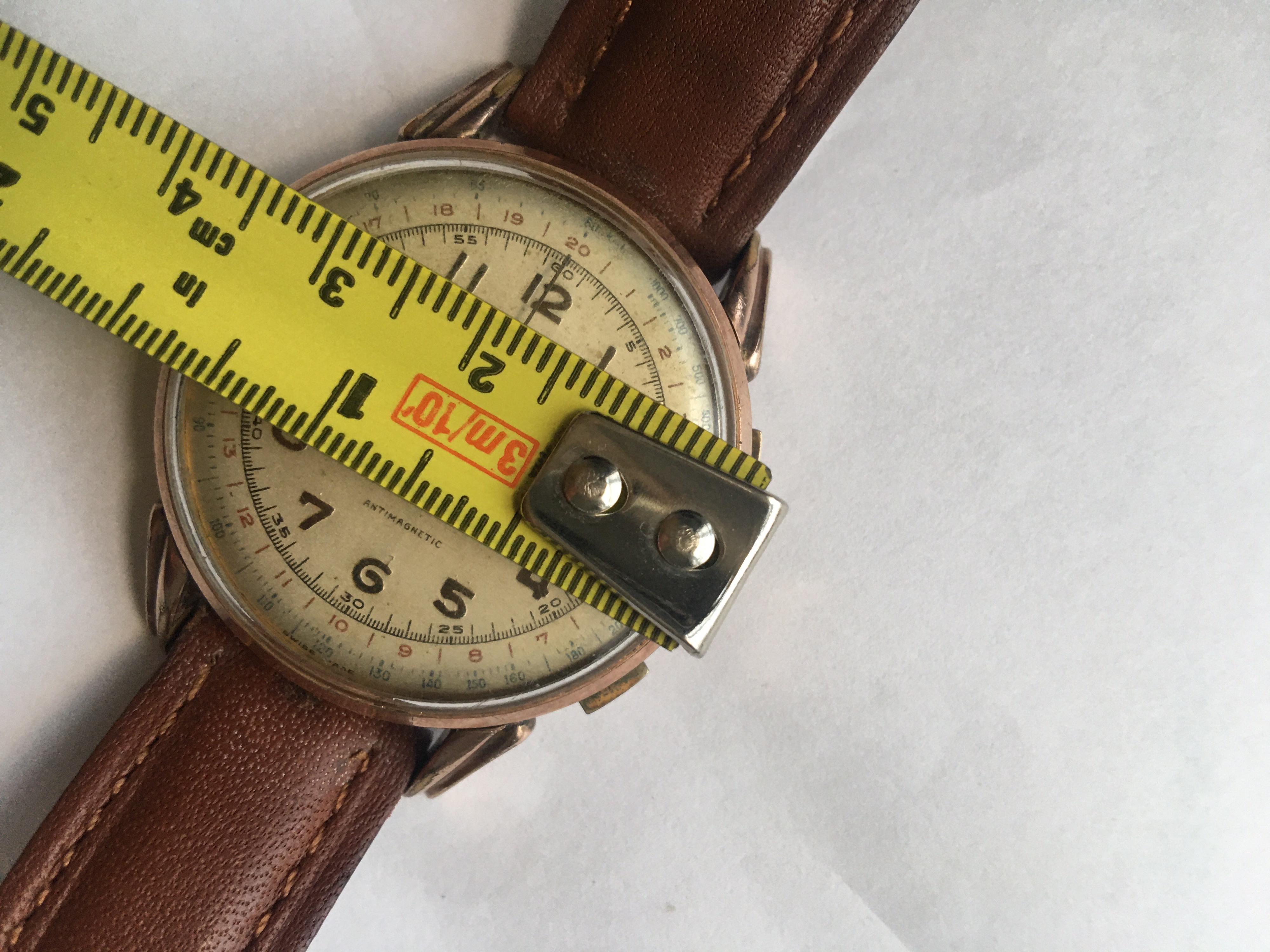 Gold-Plated Swiss Vintage 1950s Delbana Chronograph Watch 6