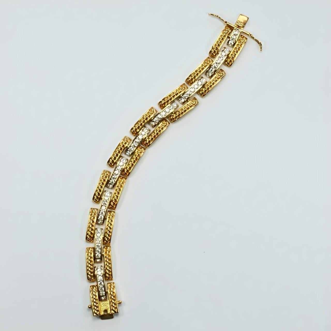 Bracciale A Link placcato oro con corda e decorazioni in strass In condizioni buone in vendita a London, GB
