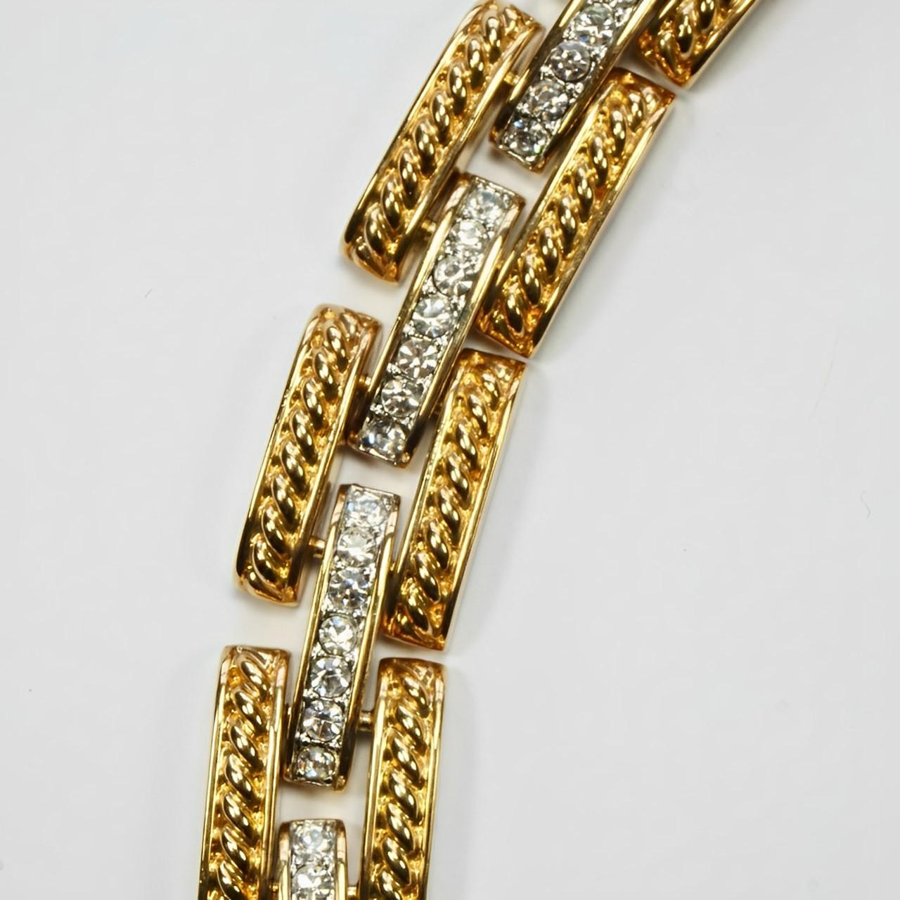 da uomo o donna Bracciale A Link placcato oro con corda e decorazioni in strass in vendita