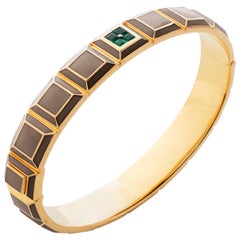 Gold-Plated Taupe Enamel Emerald Carousel Bracelet