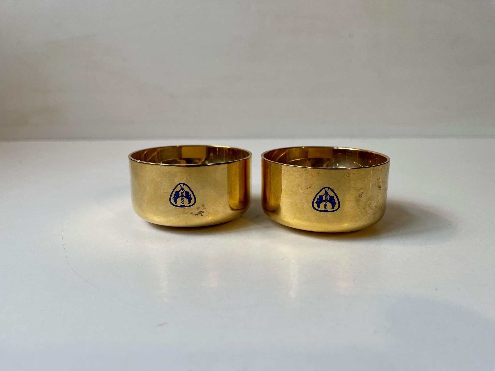 Mid-20th Century Gold Plated Tealight Candleholders by Pierre Forssell for Skultuna, Sweden 1960s For Sale