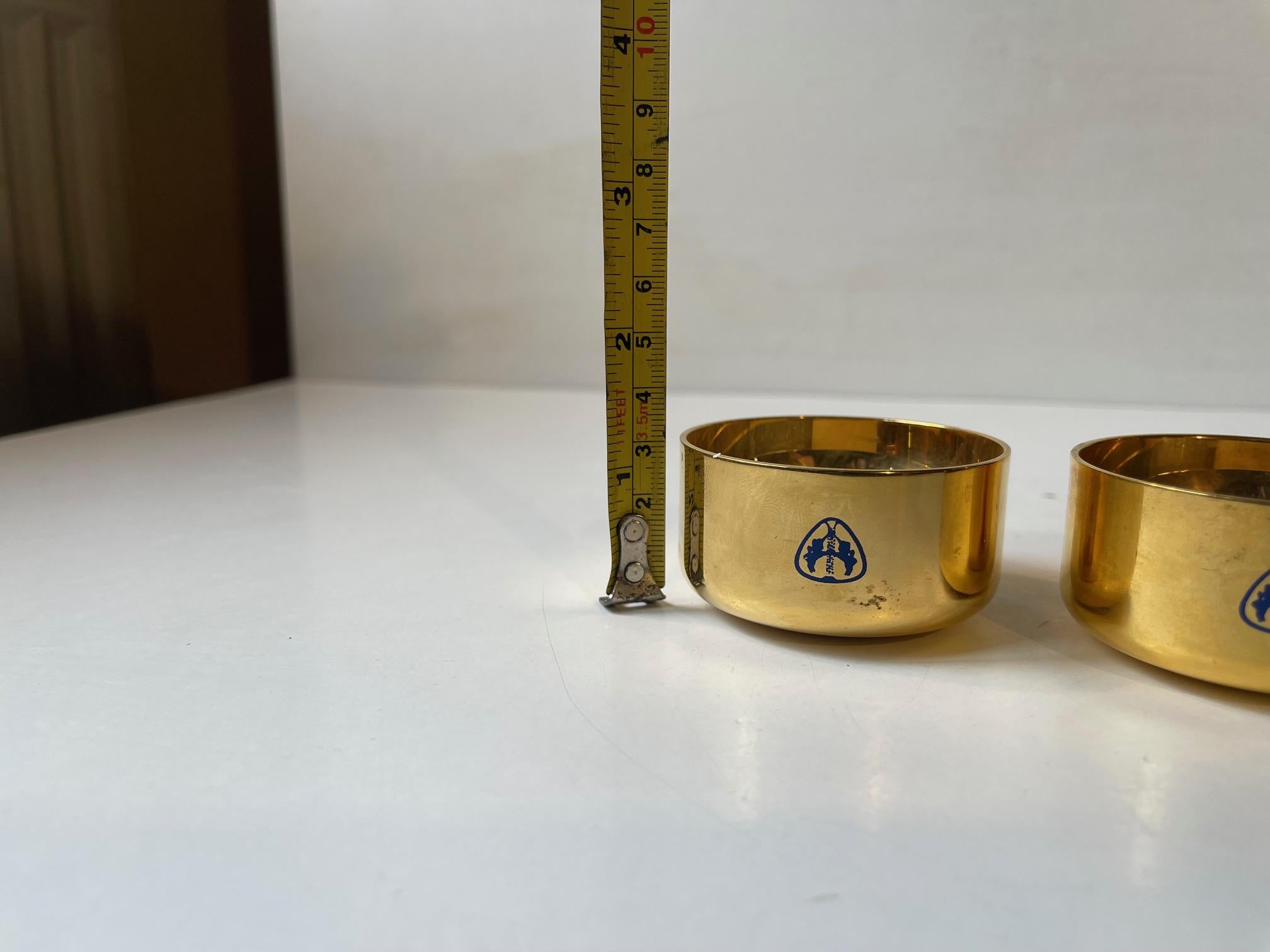 Metal Gold Plated Tealight Candleholders by Pierre Forssell for Skultuna, Sweden 1960s For Sale