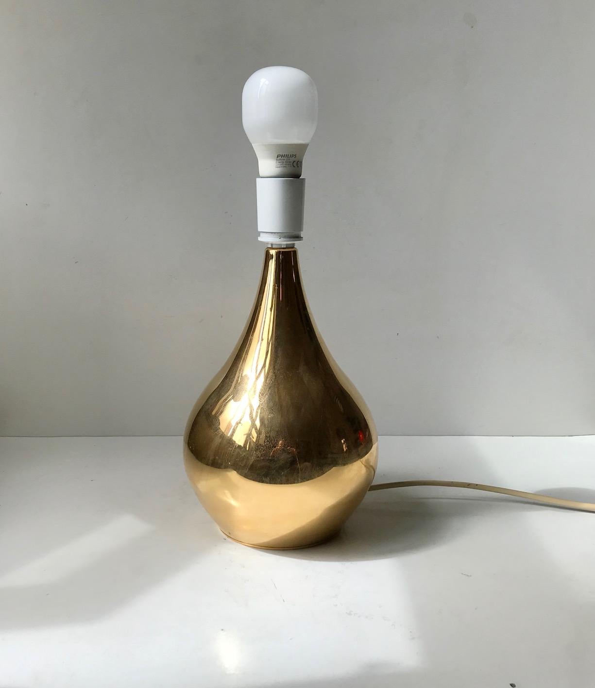 Mid-Century Modern Gold Plated Tear Drop Table Lamp by Hugo Asmussen, 1960s For Sale