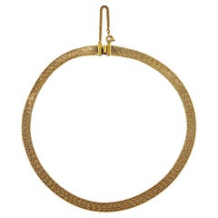 Gold Plated Textured Design Mesh Collar Necklace circa 1980s