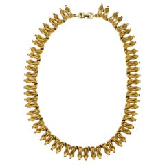 Vintage Gold Plated Textured Knot Design Link Necklace circa 1950s
