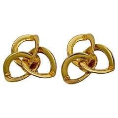 Gold Plated Triple Hoop Clip On Statement Earrings circa 1980s