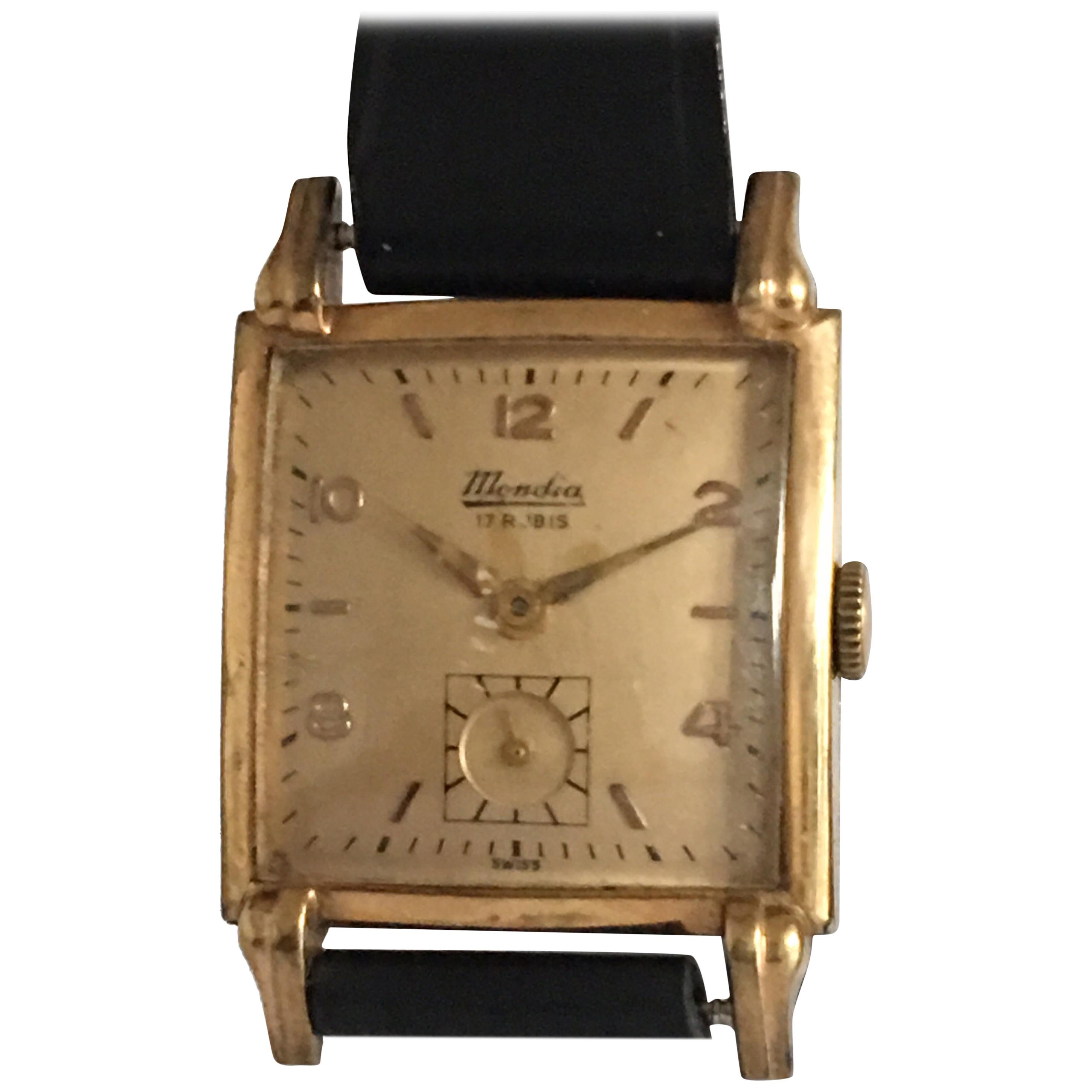 Gold-Plated Vintage 1940s Bulova Watch Co. Wristwatch