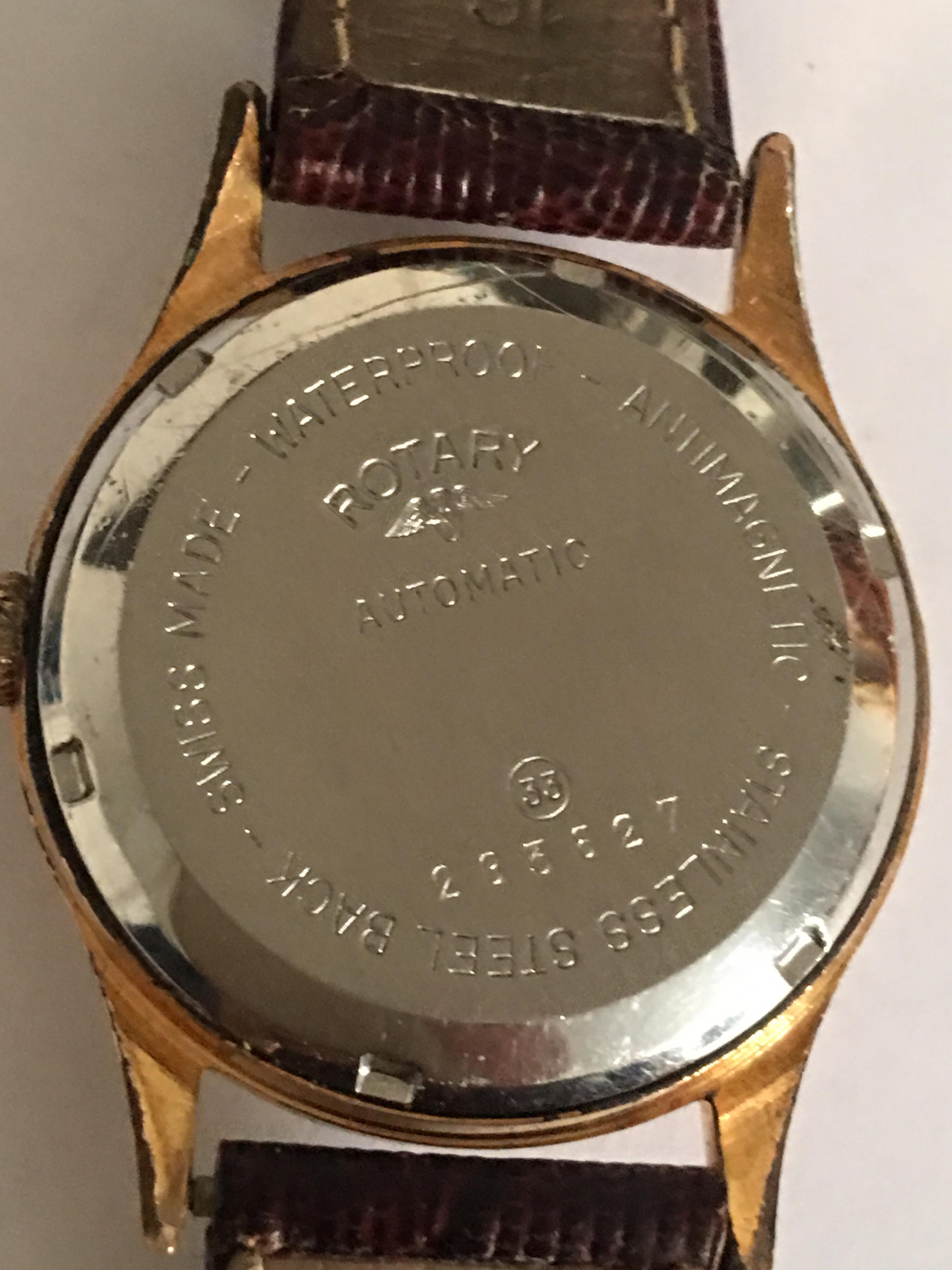 Gold-Plated Vintage 1940s Rotary Automatic Military Watch For Sale 3