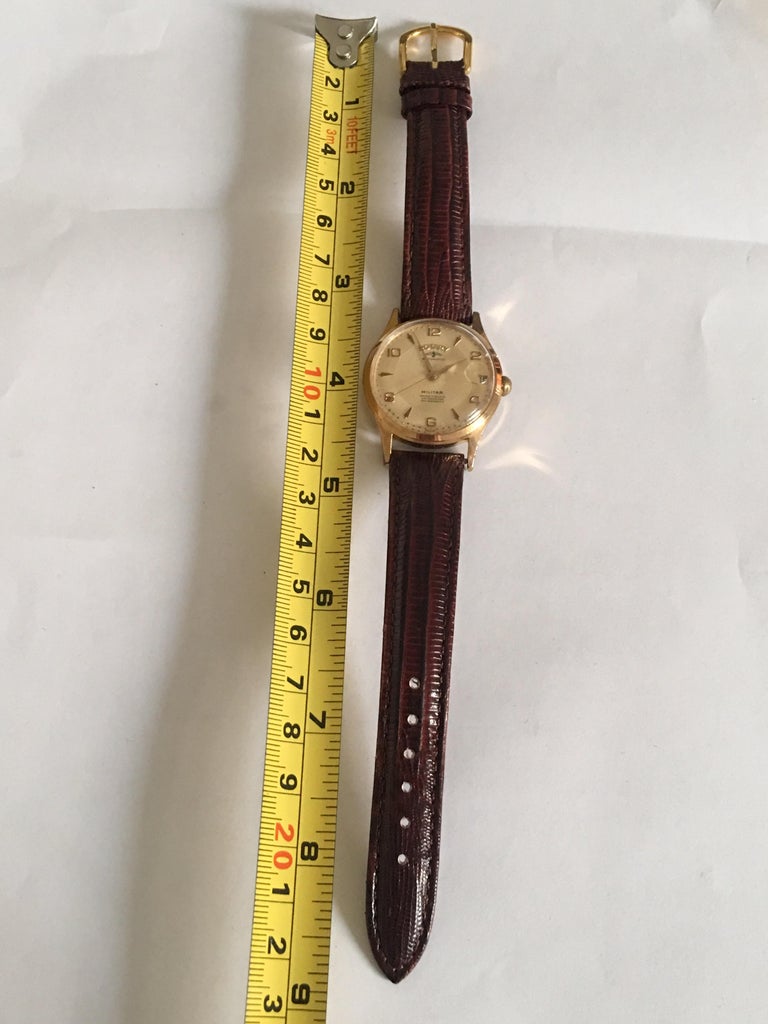 Gold-Plated Vintage 1940s Rotary Automatic Military Watch For Sale 4